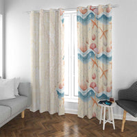 Beige Hawaii Lei Seashells Starfish Window Curtain Sandy Sylized LT01 With Grommets Beige - Polynesian Pride