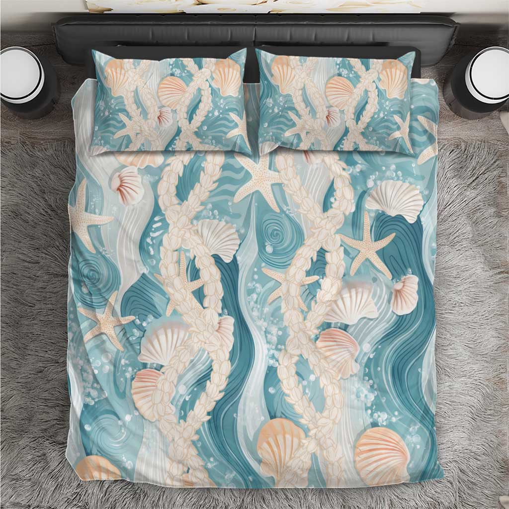 Hawaii Lei Seashells Starfish Bedding Set Fresh Summer Vibe LT01 Blue - Polynesian Pride