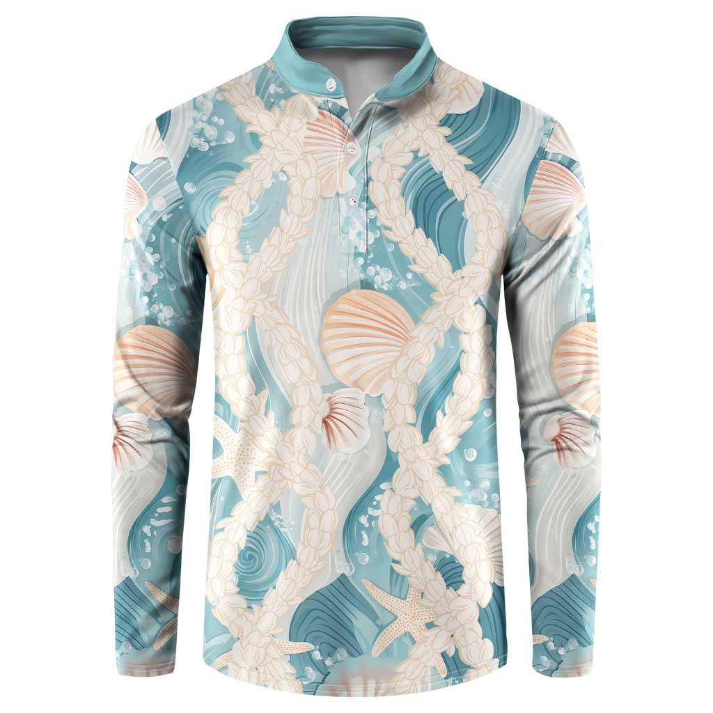 Hawaii Lei Seashells Starfish Button Sweatshirt Fresh Summer Vibe LT01 Blue - Polynesian Pride