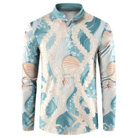 Hawaii Lei Seashells Starfish Button Sweatshirt Fresh Summer Vibe LT01 Blue - Polynesian Pride