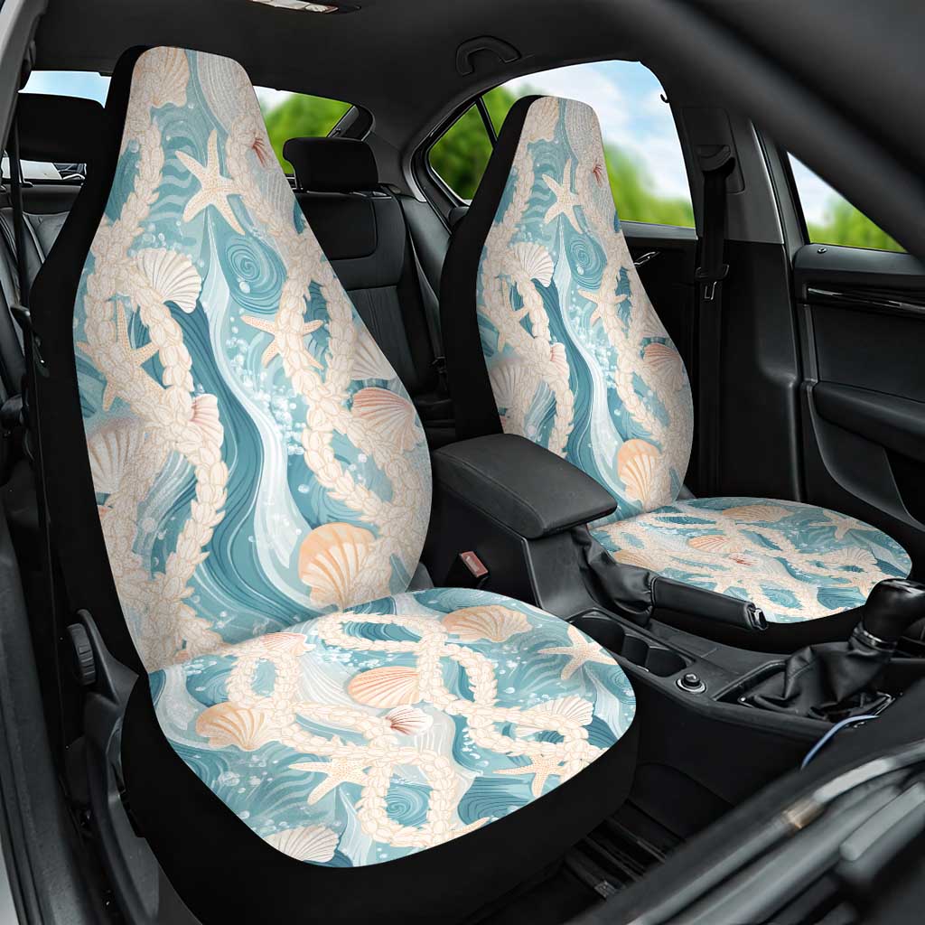 Hawaii Lei Seashells Starfish Car Seat Cover Fresh Summer Vibe LT01 One Size Blue - Polynesian Pride