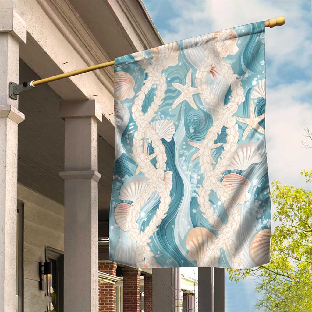Hawaii Lei Seashells Starfish Garden Flag Fresh Summer Vibe LT01 House Flag Blue - Polynesian Pride