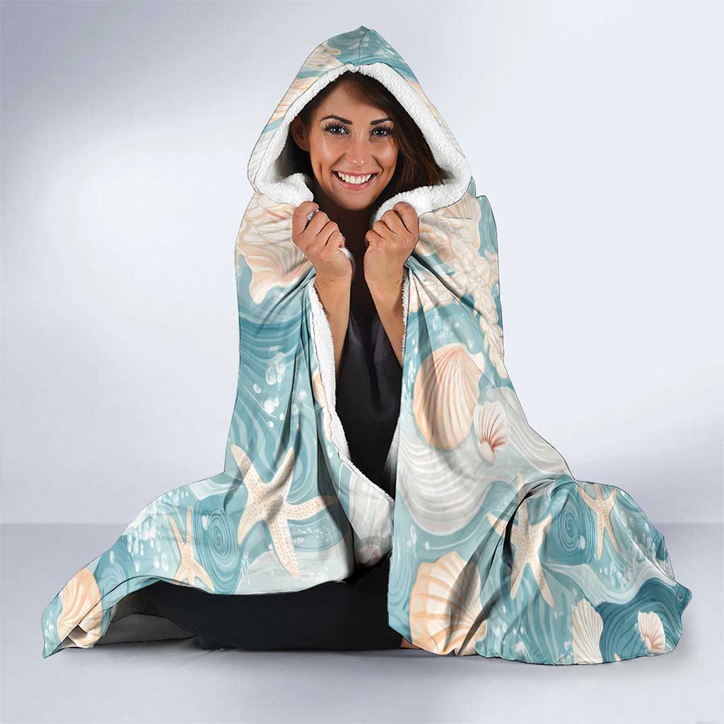 Hawaii Lei Seashells Starfish Hooded Blanket Fresh Summer Vibe LT01 - Polynesian Pride