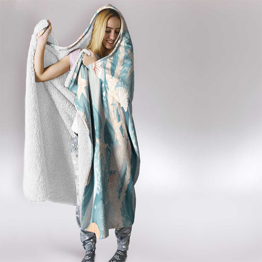 Hawaii Lei Seashells Starfish Hooded Blanket Fresh Summer Vibe LT01 - Polynesian Pride