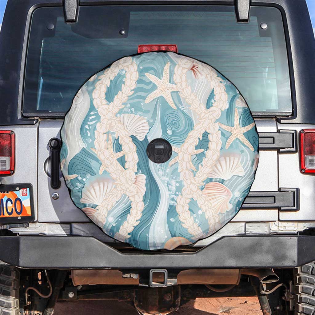 Hawaii Lei Seashells Starfish Spare Tire Cover Fresh Summer Vibe LT01 Blue - Polynesian Pride
