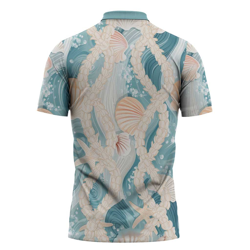Hawaii Lei Seashells Starfish Zipper Polo Shirt Fresh Summer Vibe LT01 - Polynesian Pride
