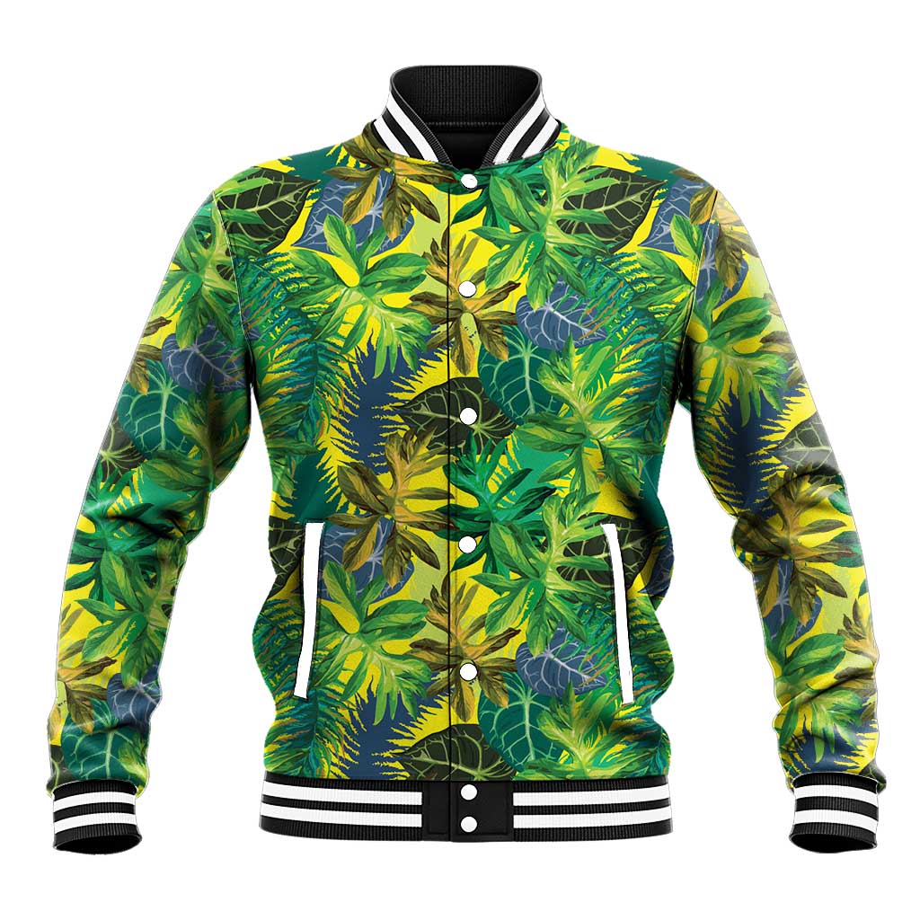 Hawaii Summer Tropical Leaves Baseball Jacket LT01 Unisex Yellow - Polynesian Pride