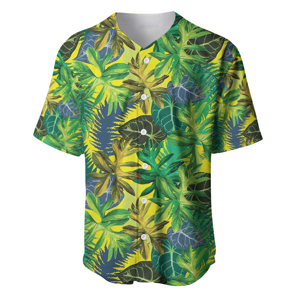 Hawaii Summer Tropical Leaves Baseball Jersey LT01 Yellow - Polynesian Pride