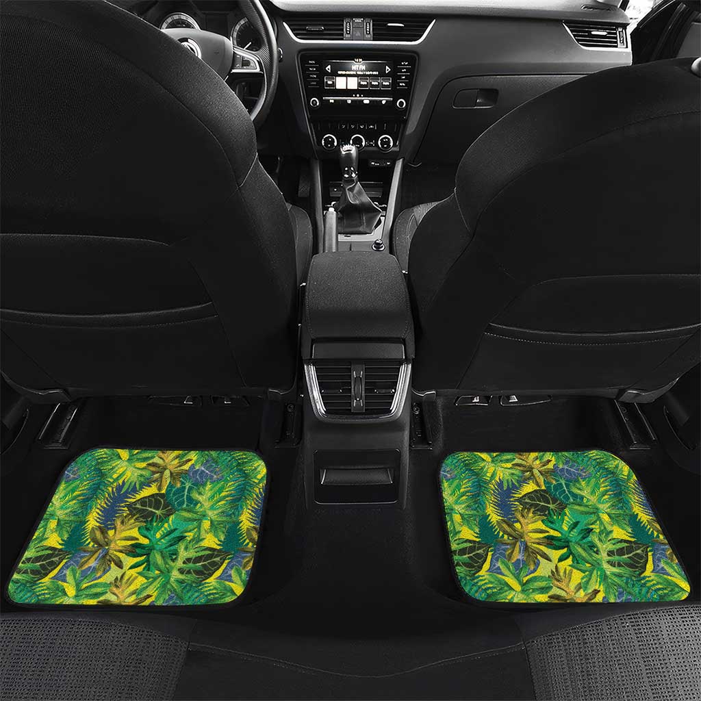 Hawaii Summer Tropical Leaves Car Mats LT01 Set 2pcs - Back Yellow - Polynesian Pride