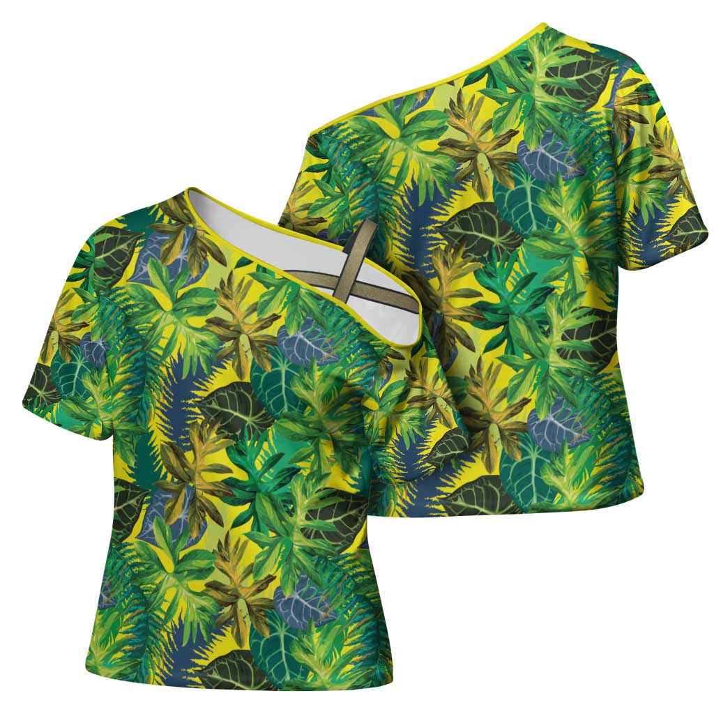 Hawaii Summer Tropical Leaves Cross Shoulder Shirt LT01 - Polynesian Pride