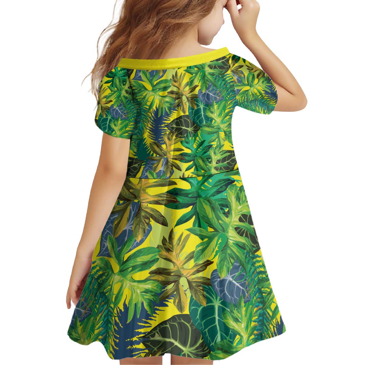 Hawaii Summer Tropical Leaves Kid Short Sleeve Dress LT01 - Polynesian Pride