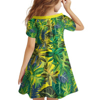 Hawaii Summer Tropical Leaves Kid Short Sleeve Dress LT01 - Polynesian Pride