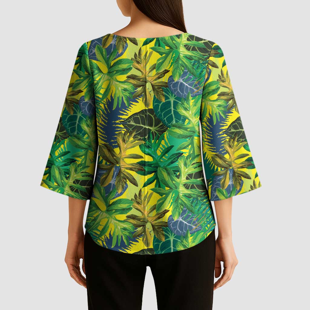 Hawaii Summer Tropical Leaves Kimono Sleeve Blouse LT01 - Polynesian Pride