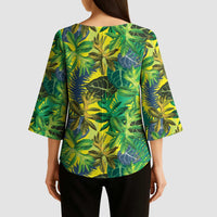 Hawaii Summer Tropical Leaves Kimono Sleeve Blouse LT01 - Polynesian Pride