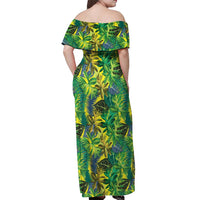 Hawaii Summer Tropical Leaves Off Shoulder Maxi Dress LT01 - Polynesian Pride