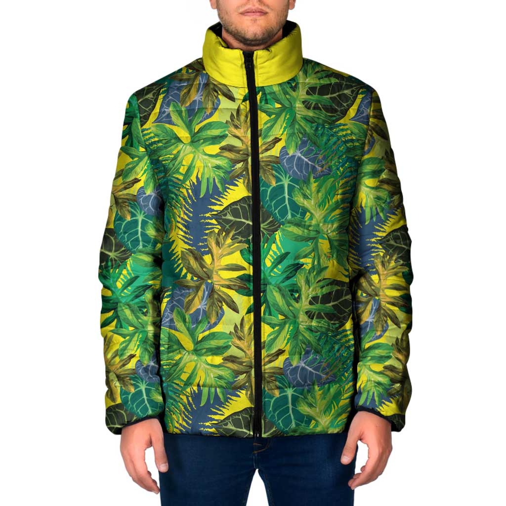 Hawaii Summer Tropical Leaves Padded Jacket LT01 Men Yellow - Polynesian Pride