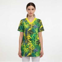 Hawaii Summer Tropical Leaves Scrub Top LT01 - Polynesian Pride