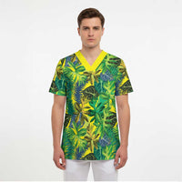Hawaii Summer Tropical Leaves Scrub Top LT01 - Polynesian Pride