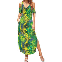 Hawaii Summer Tropical Leaves Summer Maxi Dress LT01 Women Yellow - Polynesian Pride