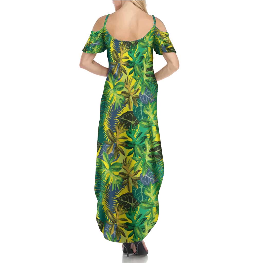 Hawaii Summer Tropical Leaves Summer Maxi Dress LT01 - Polynesian Pride