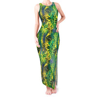 Hawaii Summer Tropical Leaves Tank Maxi Dress LT01 Women Yellow - Polynesian Pride