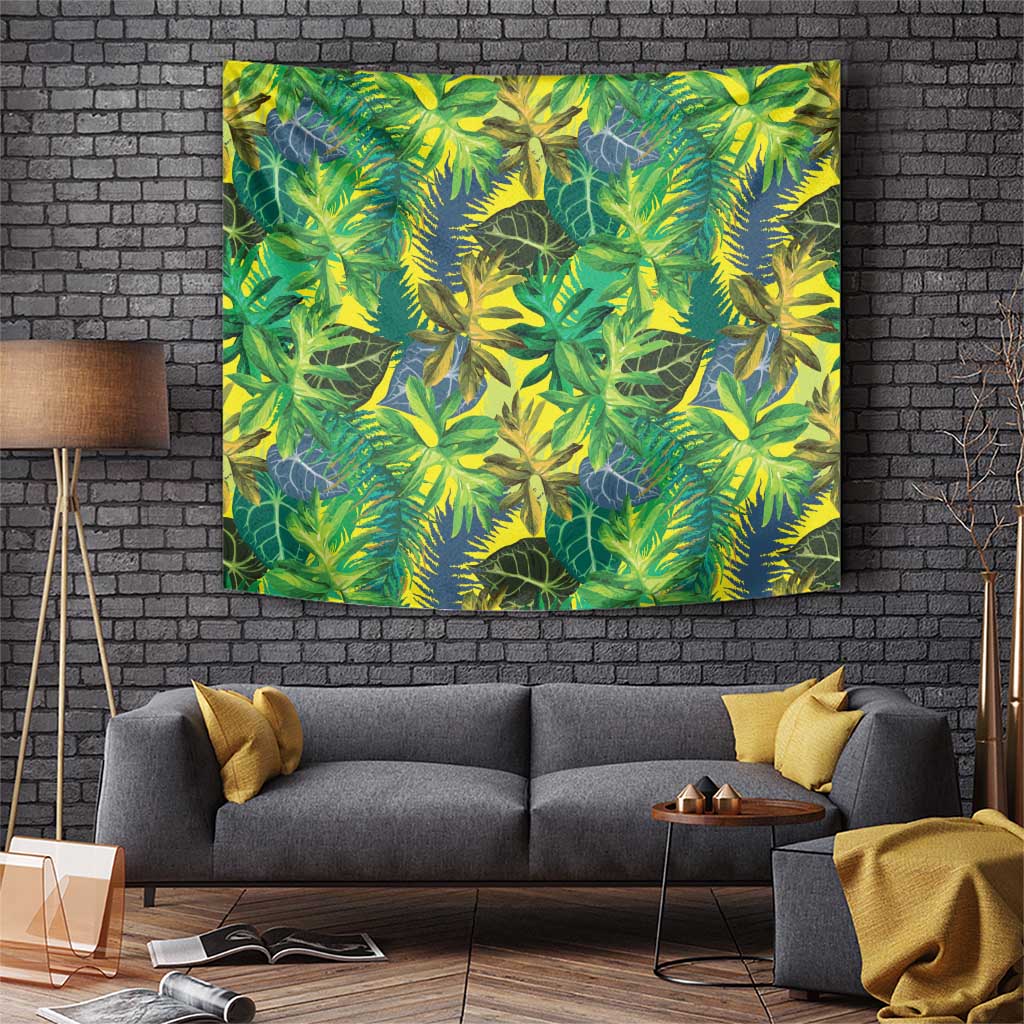 Hawaii Summer Tropical Leaves Tapestry LT01 Yellow - Polynesian Pride