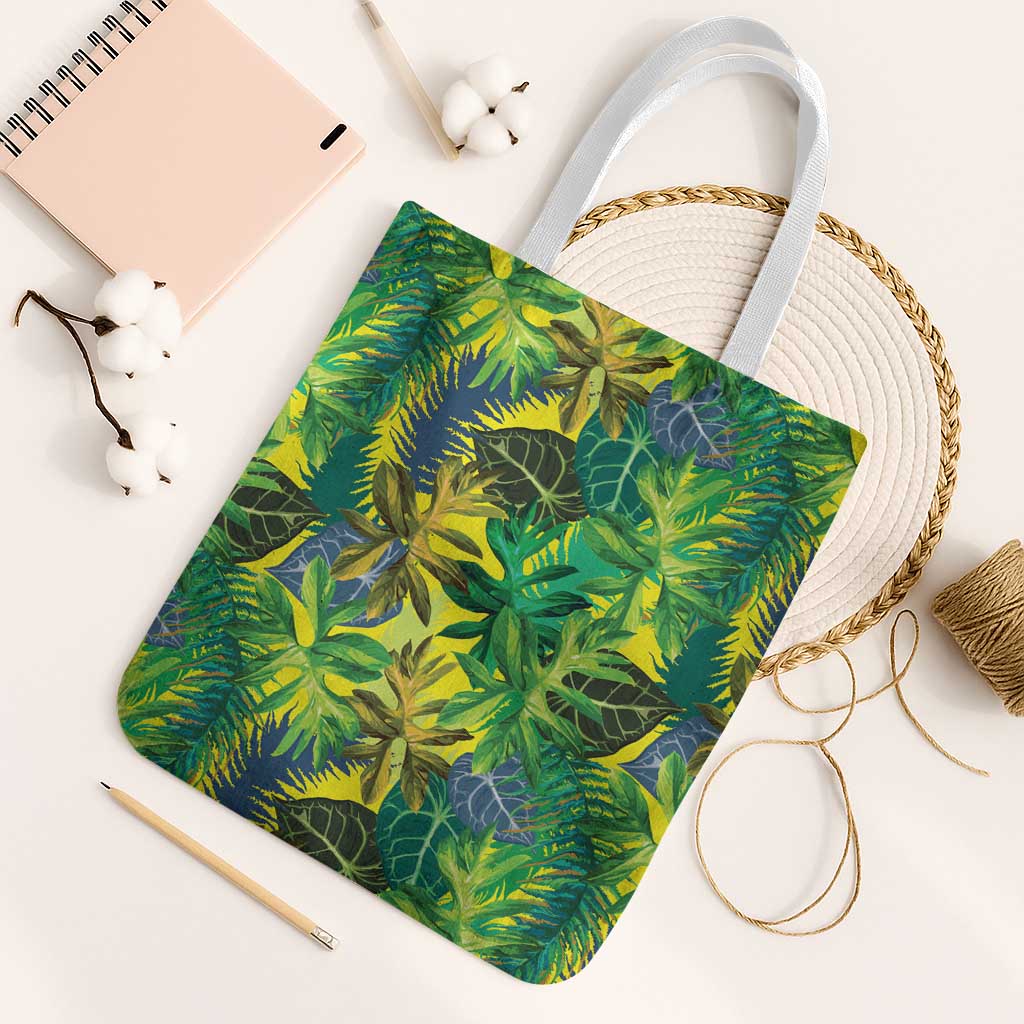 Hawaii Summer Tropical Leaves Tote Bag LT01 White Strap One Size Yellow - Polynesian Pride
