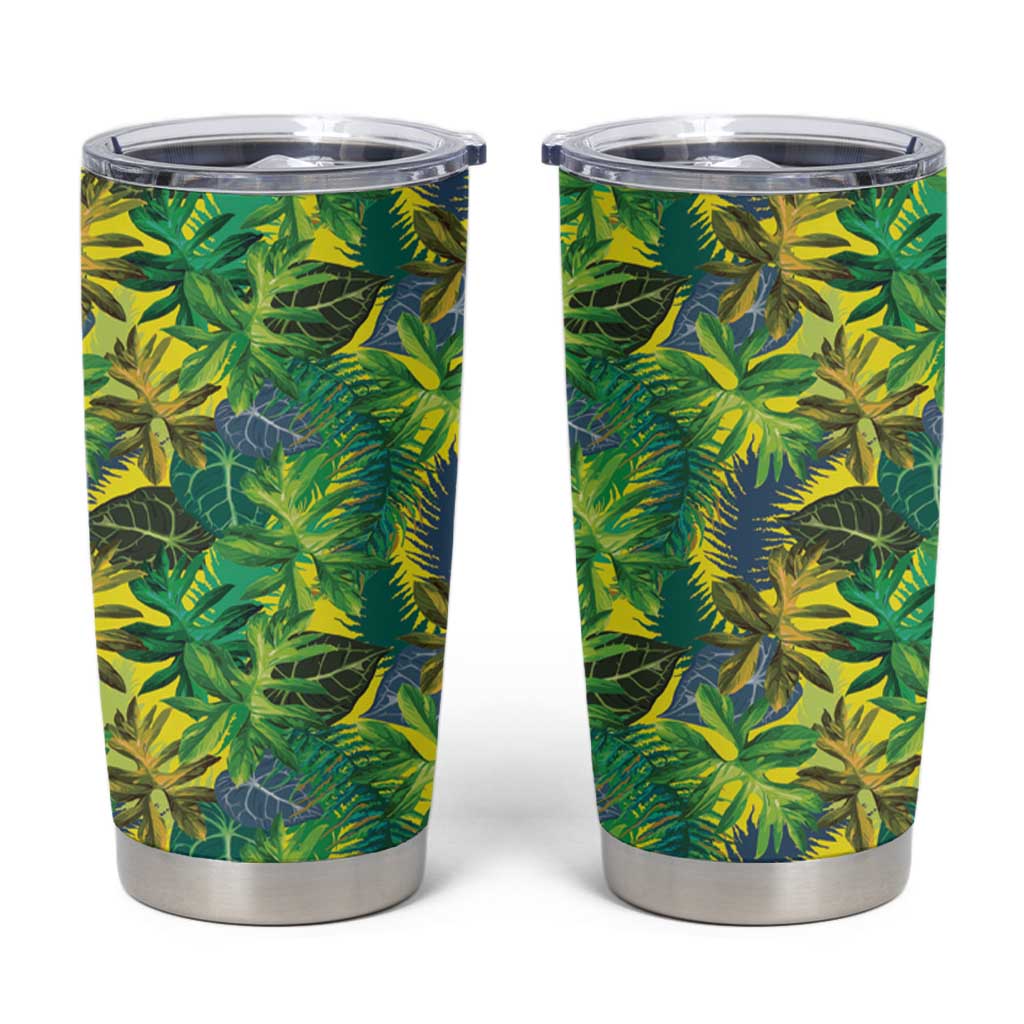 Hawaii Summer Tropical Leaves Tumbler Cup LT01 Yellow - Polynesian Pride