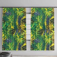 Hawaii Summer Tropical Leaves Window Curtain LT01 With Hooks Yellow - Polynesian Pride