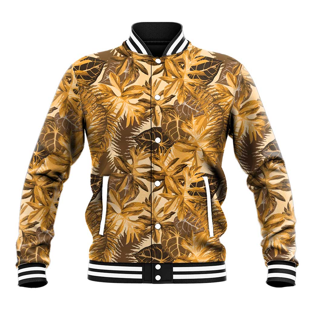Hawaii Gold Tropical Leaves Baseball Jacket LT01 Unisex Gold - Polynesian Pride