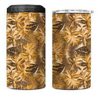 Hawaii Gold Tropical Leaves 4 in 1 Can Cooler Tumbler LT01 One Size: 16 oz Gold - Polynesian Pride