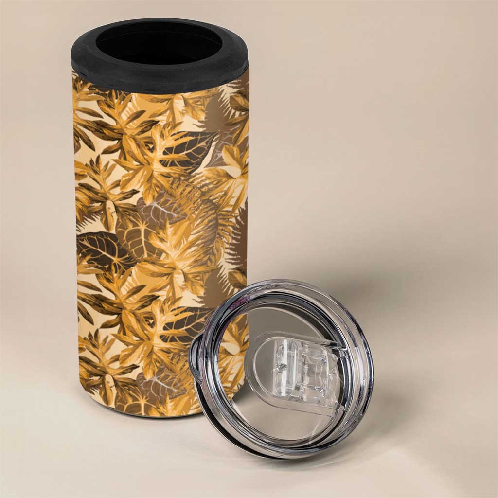 Hawaii Gold Tropical Leaves 4 in 1 Can Cooler Tumbler LT01 - Polynesian Pride