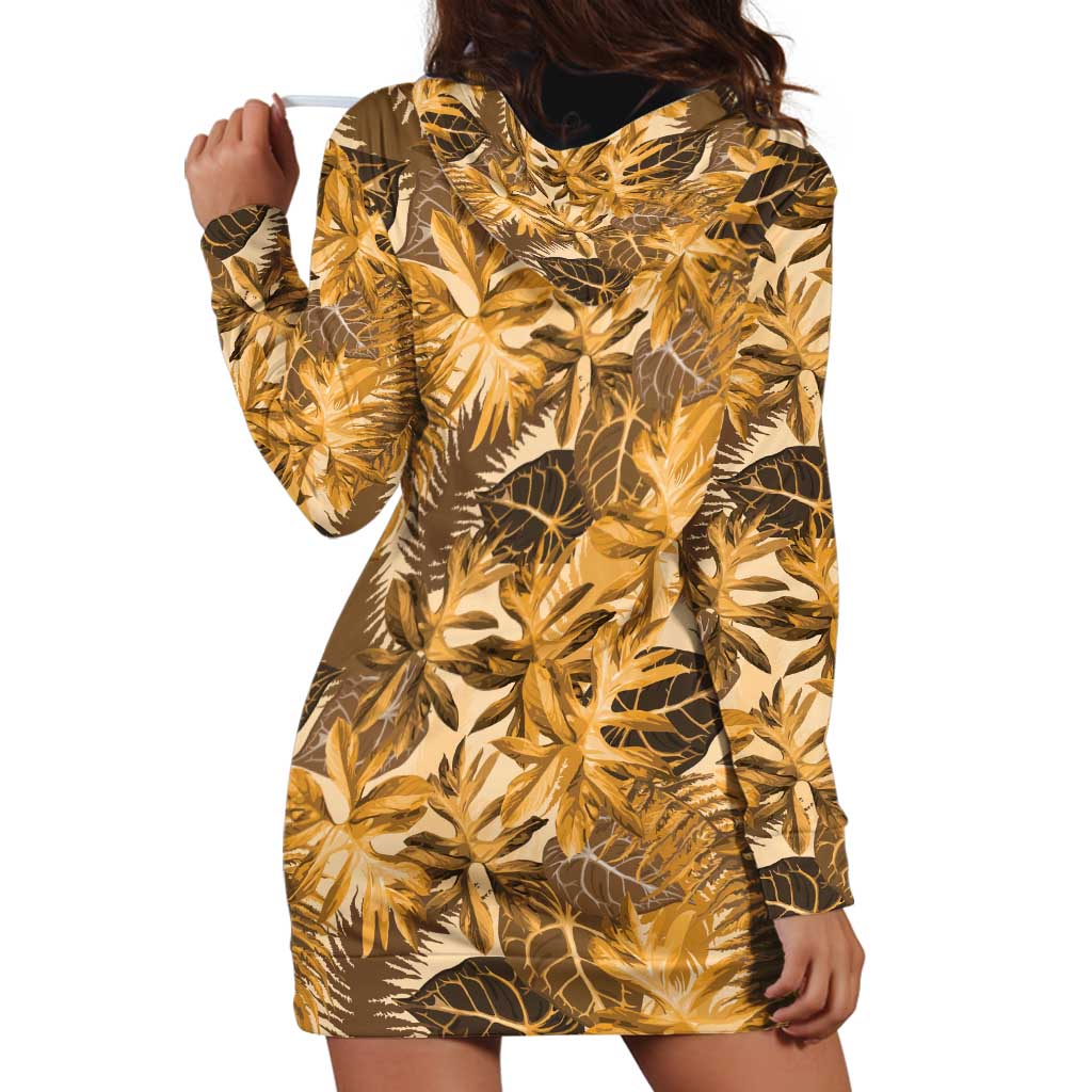 Hawaii Gold Tropical Leaves Hoodie Dress LT01 - Polynesian Pride