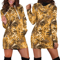 Hawaii Gold Tropical Leaves Hoodie Dress LT01 - Polynesian Pride