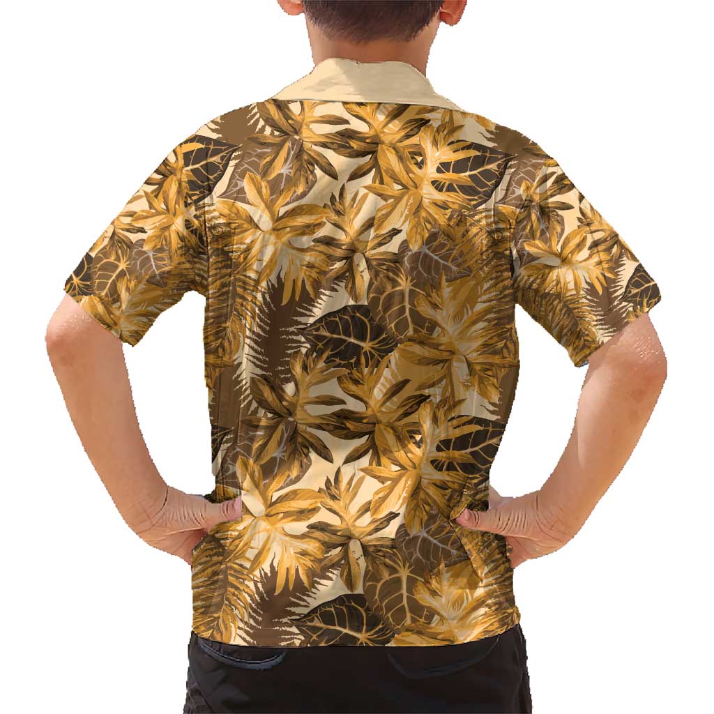 Hawaii Gold Tropical Leaves Kid Hawaiian Shirt LT01 - Polynesian Pride