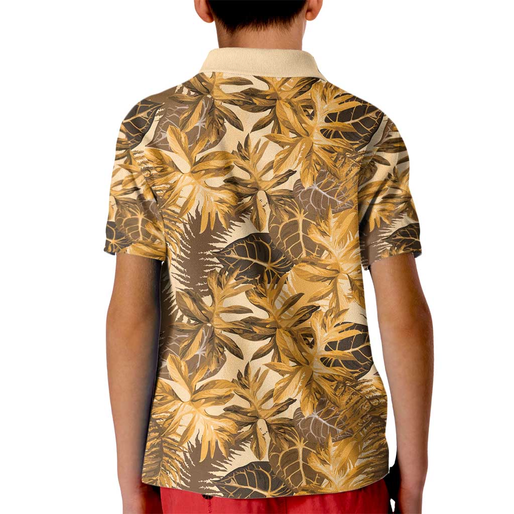 Hawaii Gold Tropical Leaves Kid Polo Shirt LT01 - Polynesian Pride