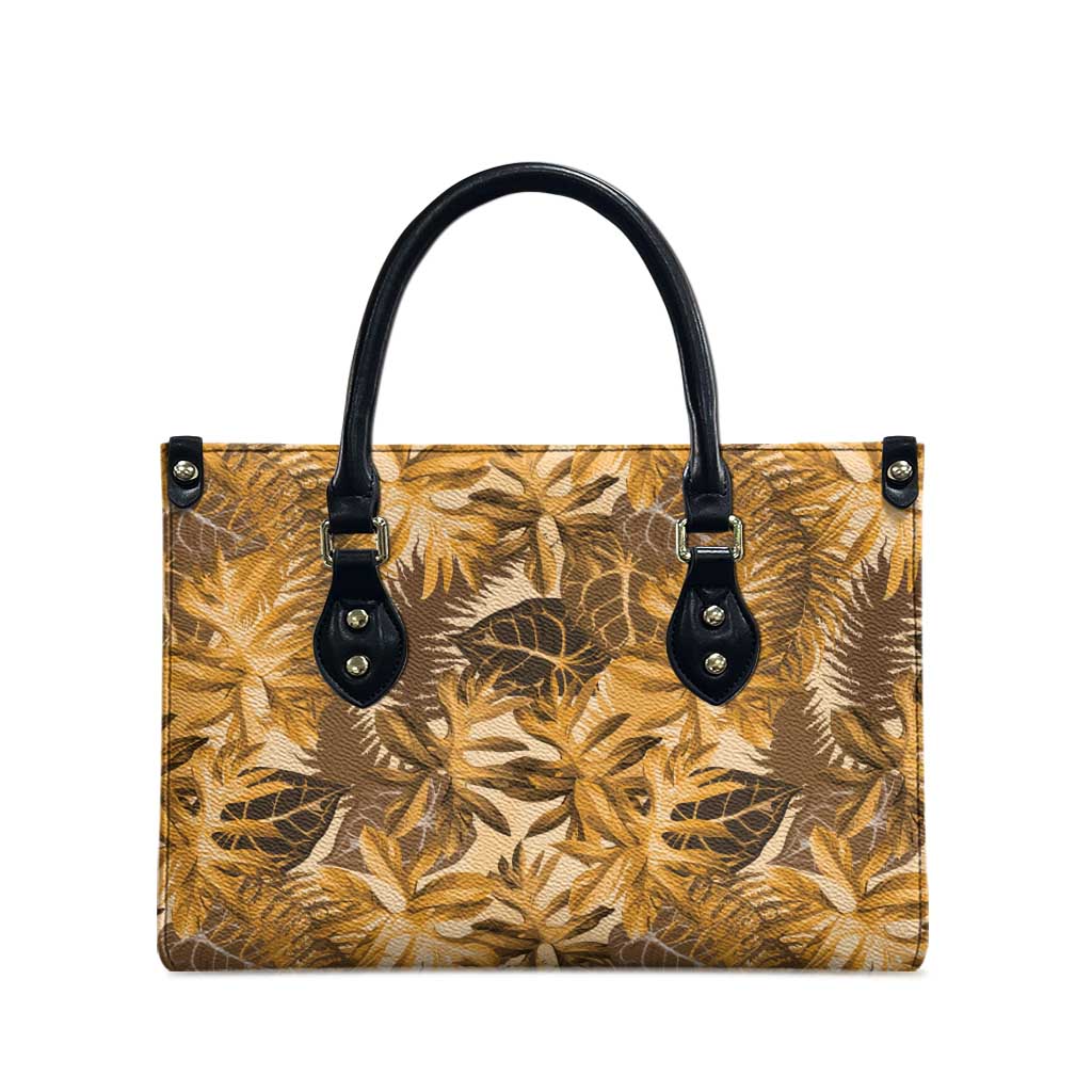 Hawaii Gold Tropical Leaves Leather Bag LT01 - Polynesian Pride