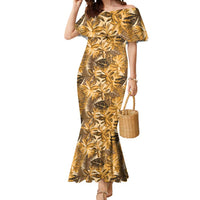 Hawaii Gold Tropical Leaves Mermaid Dress LT01 Women Gold - Polynesian Pride