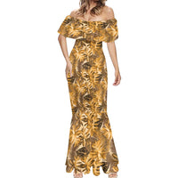 Hawaii Gold Tropical Leaves Mermaid Dress LT01 - Polynesian Pride