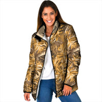Hawaii Gold Tropical Leaves Padded Jacket LT01 Women Gold - Polynesian Pride