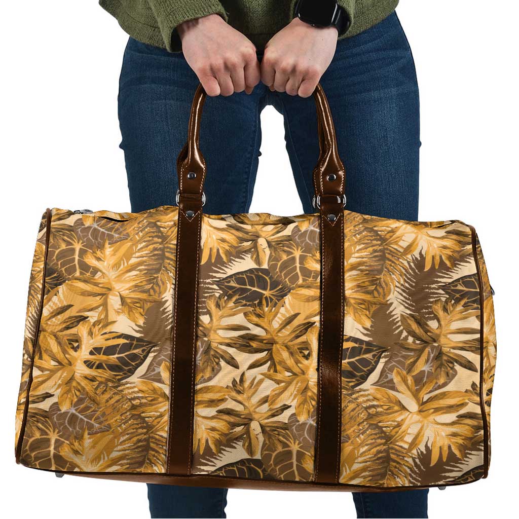 Hawaii Gold Tropical Leaves Travel Bag LT01 Gold - Polynesian Pride