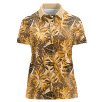Hawaii Gold Tropical Leaves Women Polo Shirt LT01 Female Gold - Polynesian Pride