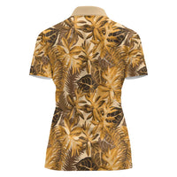 Hawaii Gold Tropical Leaves Women Polo Shirt LT01 - Polynesian Pride