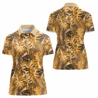 Hawaii Gold Tropical Leaves Women Polo Shirt LT01 - Polynesian Pride