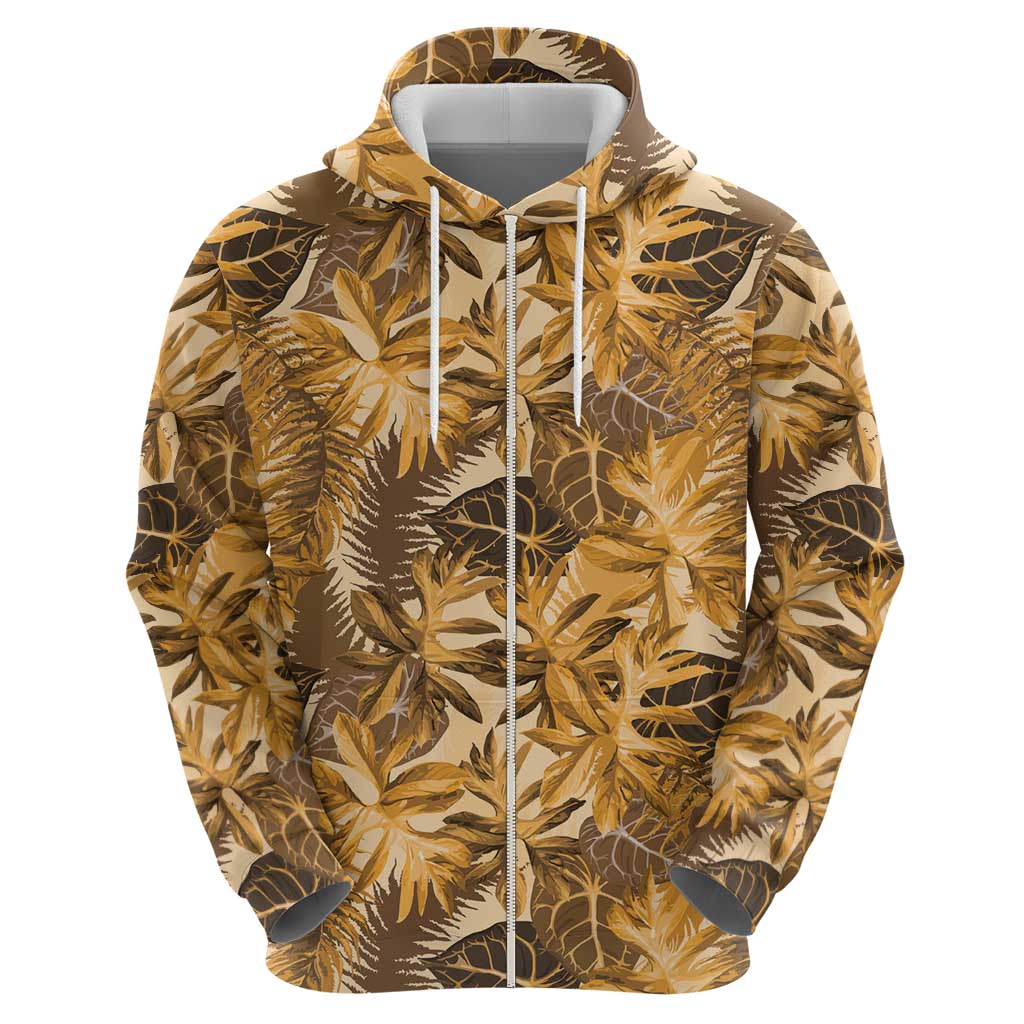 Hawaii Gold Tropical Leaves Zip Hoodie LT01 - Polynesian Pride