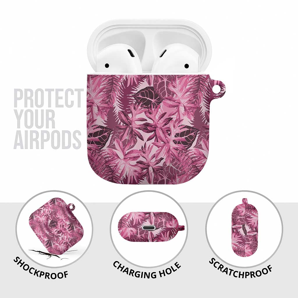 Hawaii Pink Tropical Leaves AirPods Case LT01 - Polynesian Pride