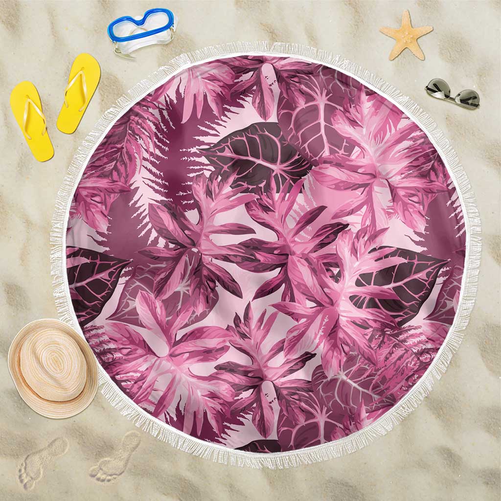 Hawaii Pink Tropical Leaves Beach Blanket LT01 One Size 150cm Pink - Polynesian Pride
