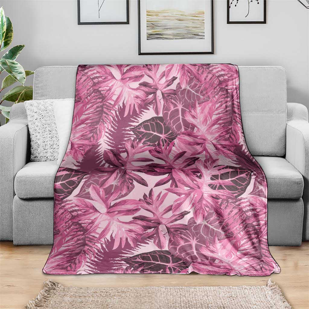 Hawaii Pink Tropical Leaves Blanket LT01 - Polynesian Pride