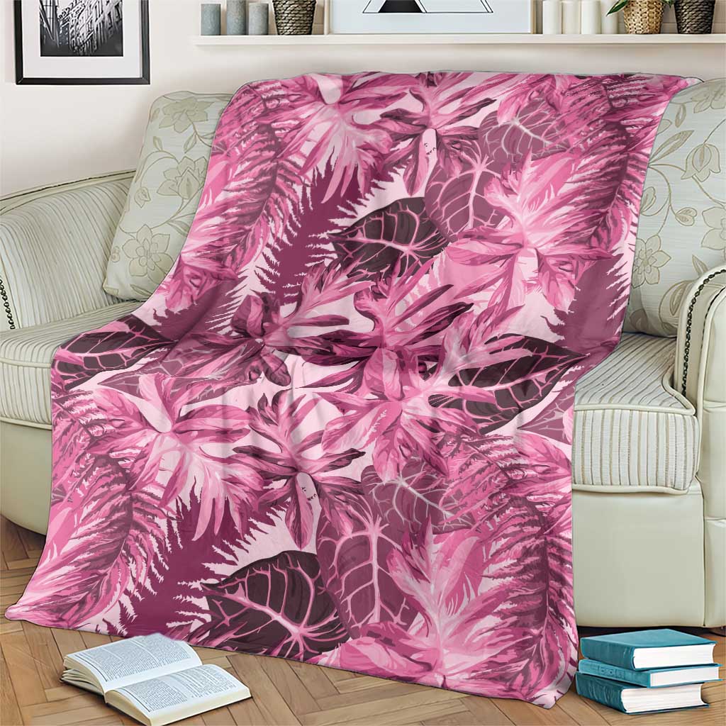 Hawaii Pink Tropical Leaves Blanket LT01 - Polynesian Pride