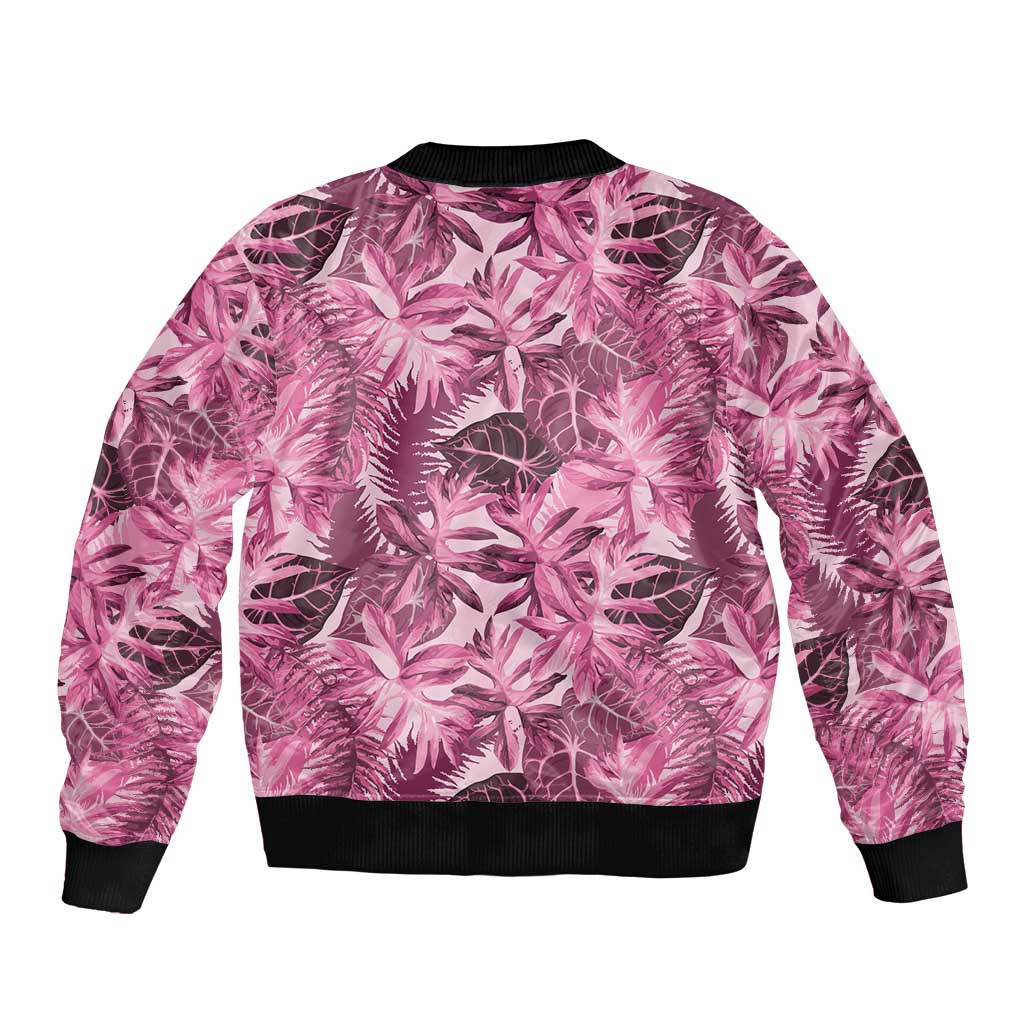 Hawaii Pink Tropical Leaves Bomber Jacket LT01 - Polynesian Pride